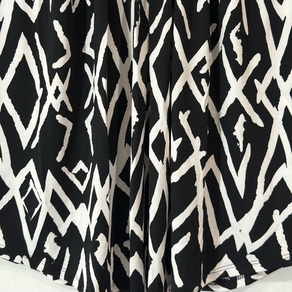 Premise Women Cap Sleeve Mosaic Stripe Diamond Print Neck Black White Medium - Picture 4 of 8